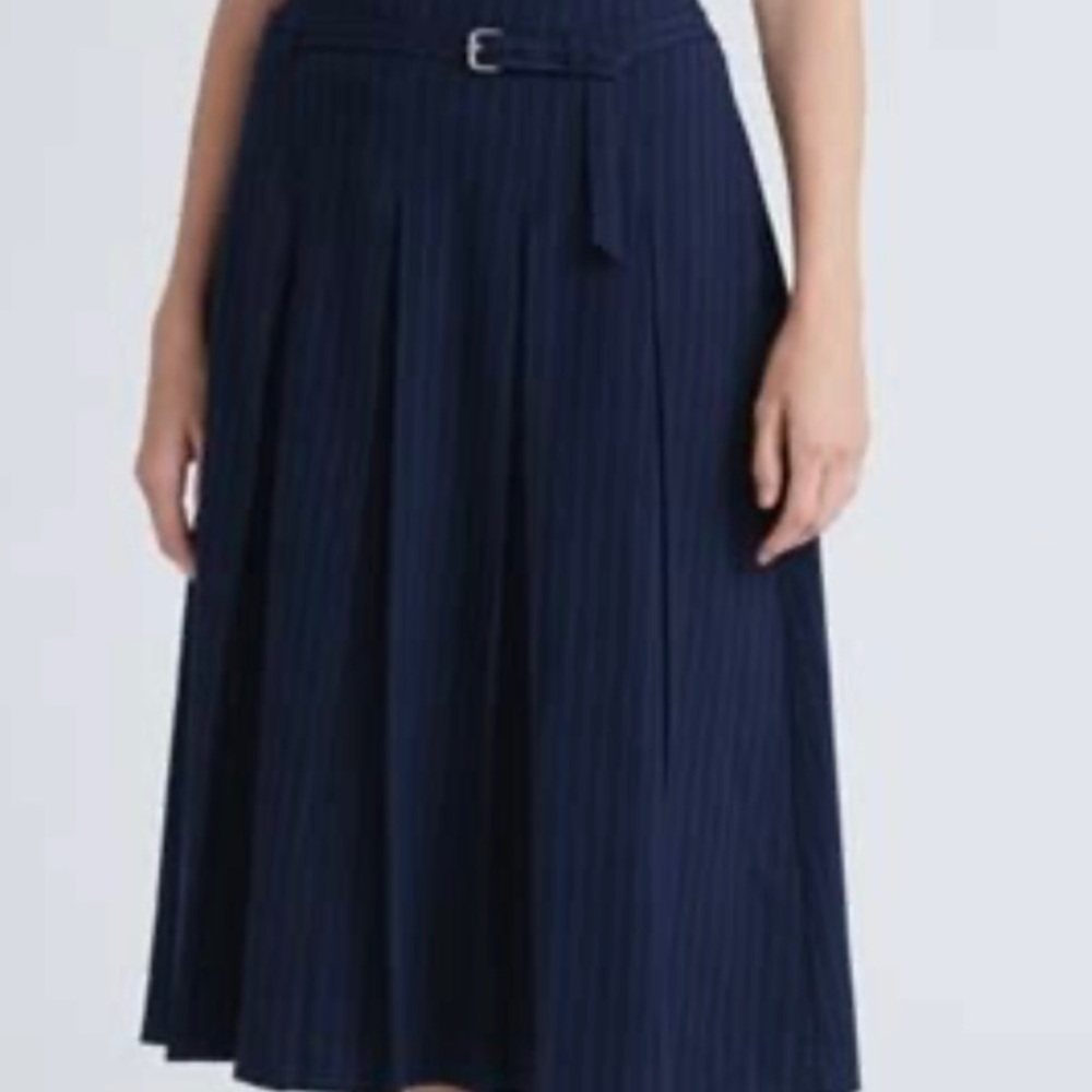 NWT FREE ASSEMBLY Pinstripe Pleat MIDI Skirt 6